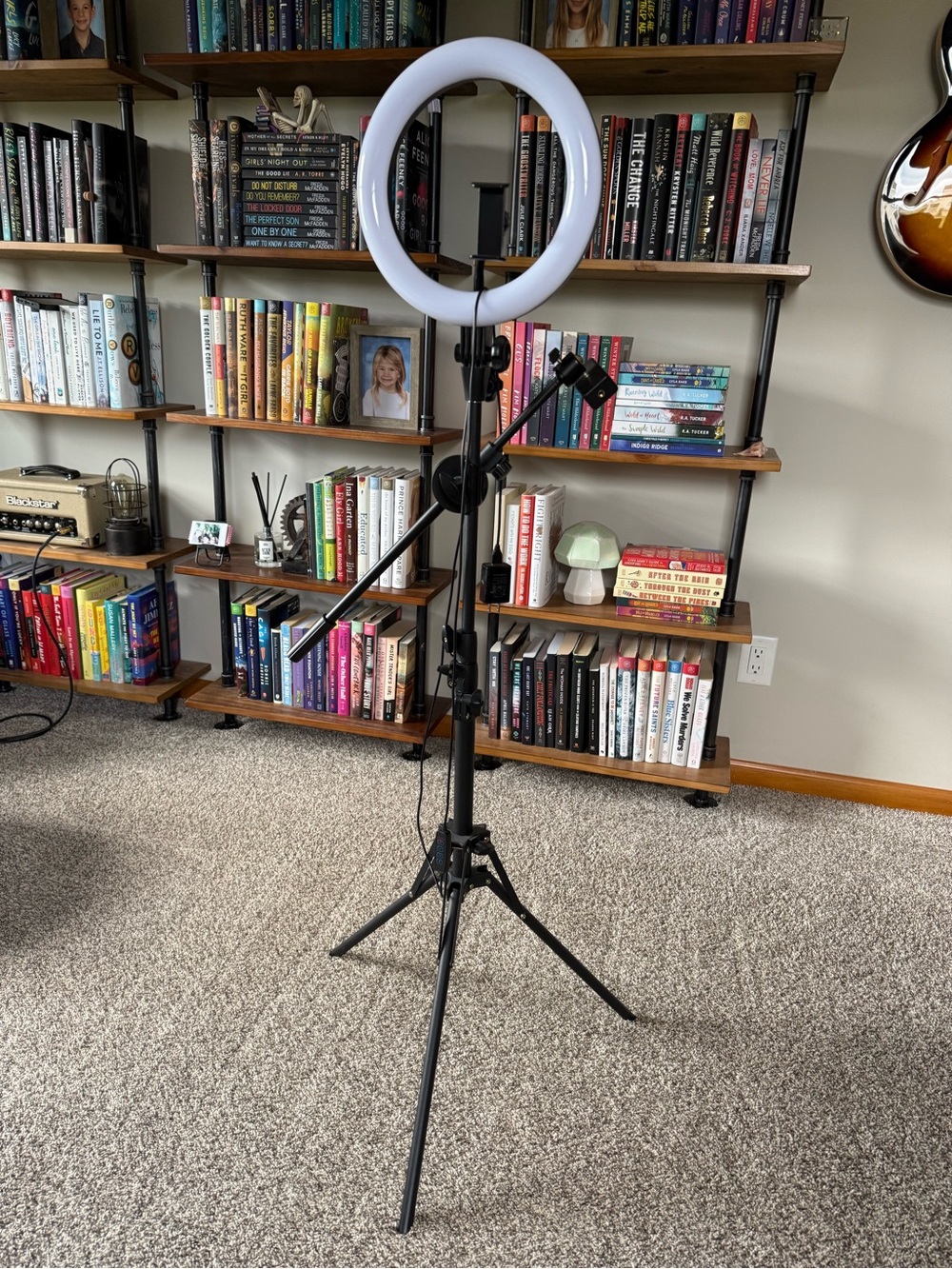 Adjustable Black Ring Light Tripod with Phone Mount